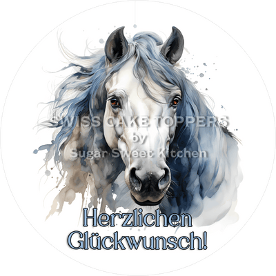 Abschluss- & Prüfungs-Tortenaufleger - Horse8 - personalisierbar