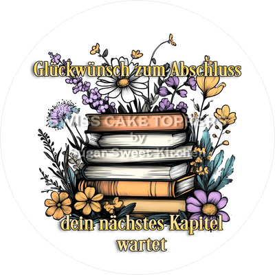 Abschluss- & Prüfungs-Tortenaufleger - Lesen5 - personalisierbar