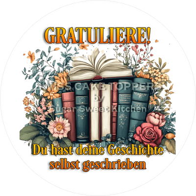 Abschluss- & Prüfungs-Tortenaufleger - Lesen6 - personalisierbar