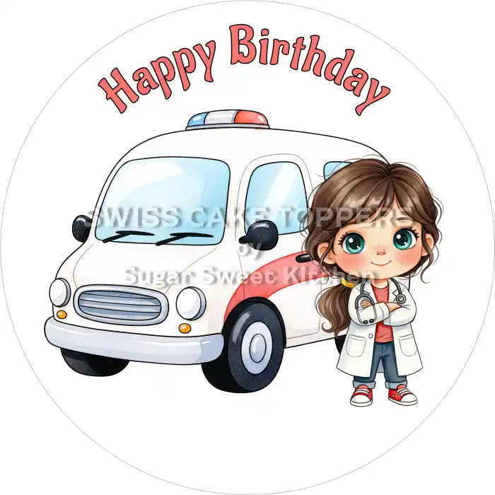 Ambulanz Tortenaufleger8 – essbar & personalisierbar - Fondant- Torten- Cupcakeaufleger Sugar Sweet Kitchen