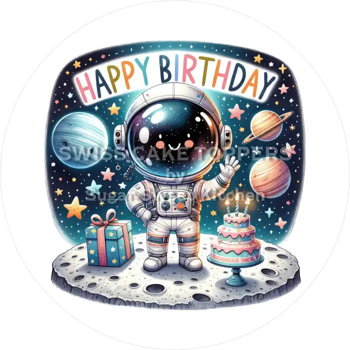 Astronauten-Tortenaufleger Space 8 - personalisierbar - Fondant- Torten- & Cupcakeaufleger Sugar Sweet Kitchen
