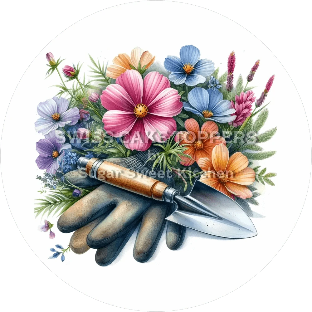 Ausgefallener Garten-Tortenaufleger2 - personalisierbar - Fondant- Torten- & Cupcakeaufleger Sugar Sweet Kitchen