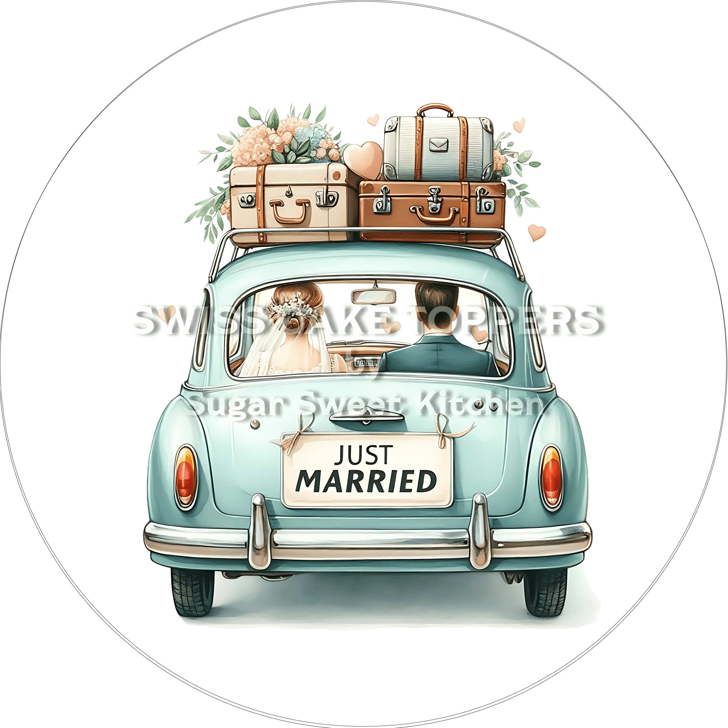 Ausgefallener Hochzeits- Tortenaufleger - personalisierbar - Fondant- Torten- & Cupcakeaufleger Sugar Sweet Kitchen