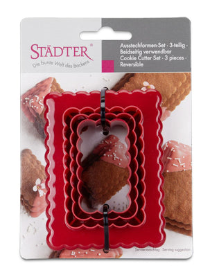 Städter Ensemble d'emporte-pièces, rectangulaire cannelé / 3 pièces