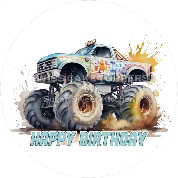 Tortenaufleger Geburtstag Monstertruck 13 - essbar & personalisierbar - Fondant- Torten- Cupcakeaufleger Sugar Sweet
