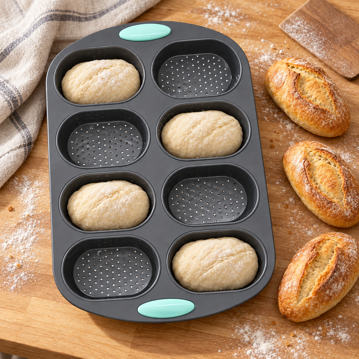 Backform für 8 Mini-Baguettes und Brötchen aus Silikon - Brotbacken Sugar Sweet Kitchen