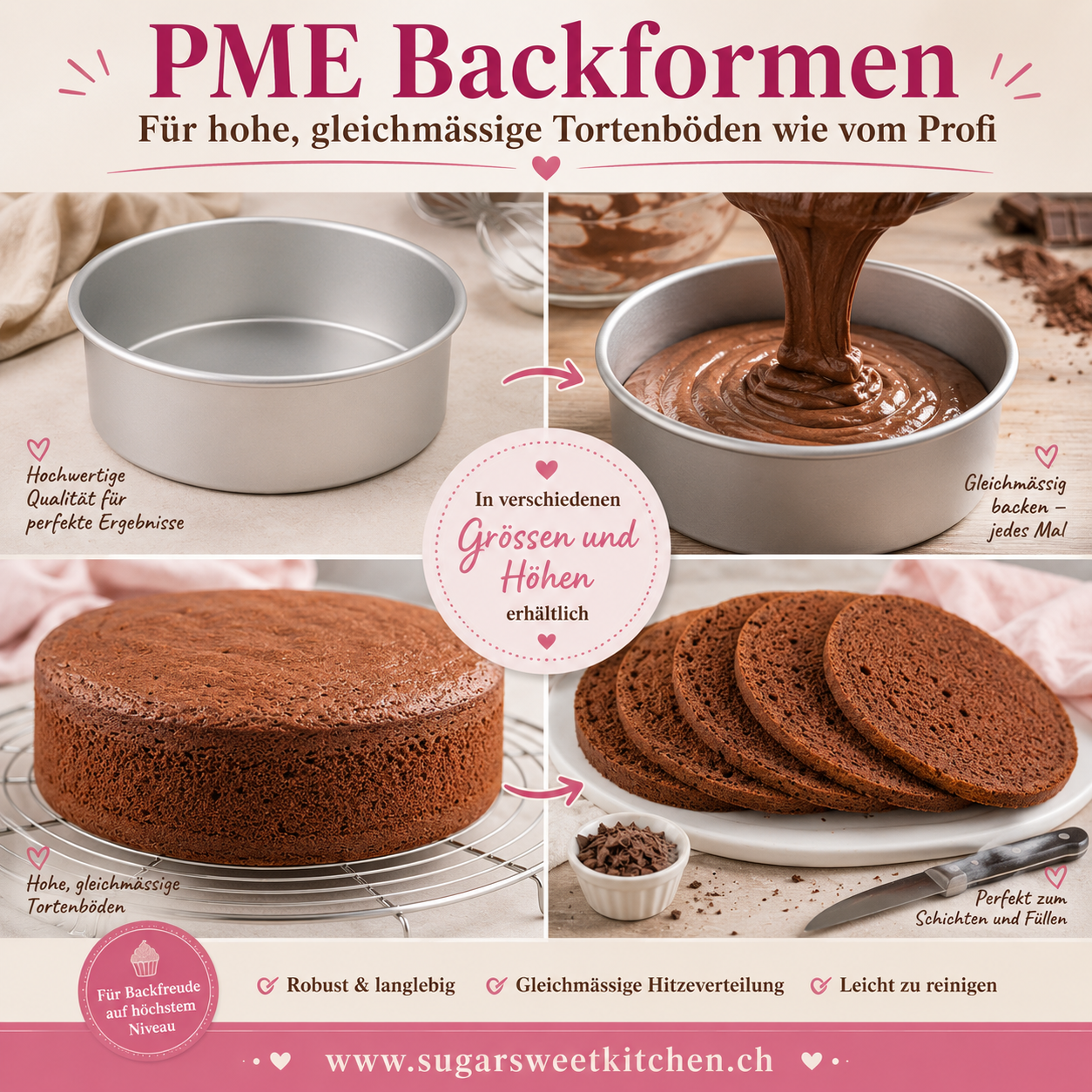 Backform rund extra hoch PME / 12,5 - 30cm - Backformen Sugar Sweet Kitchen
