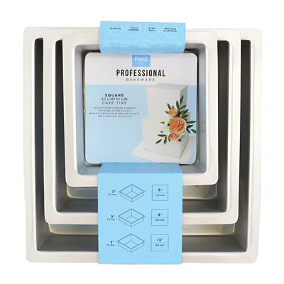 PME Kit de moules à gâteaux, extra hauts, Carré / 3 p.