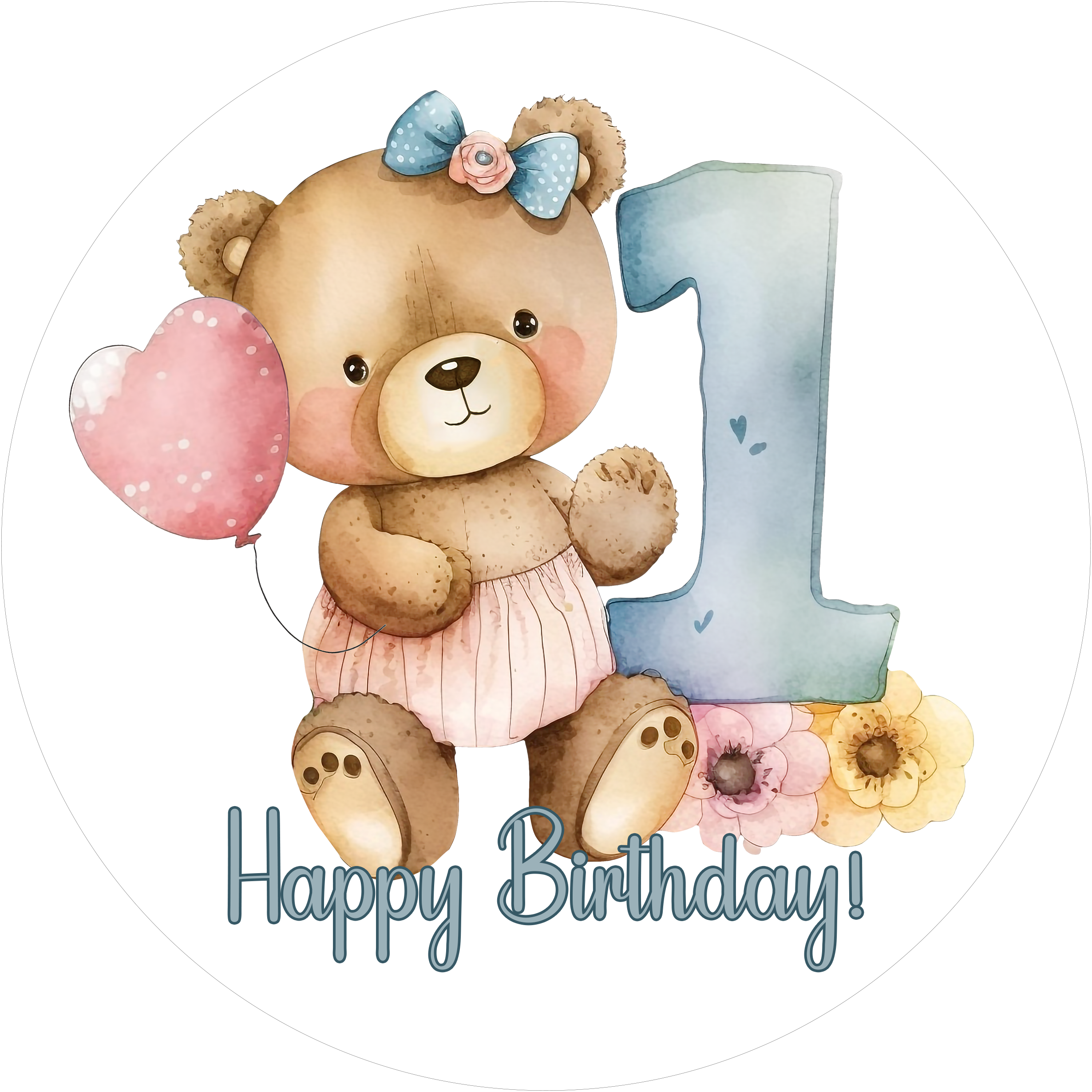 Bärchen Tortenaufleger mit Zahl 1 - personalisierbar - Fondant- Torten- & Cupcakeaufleger Sugar Sweet Kitchen