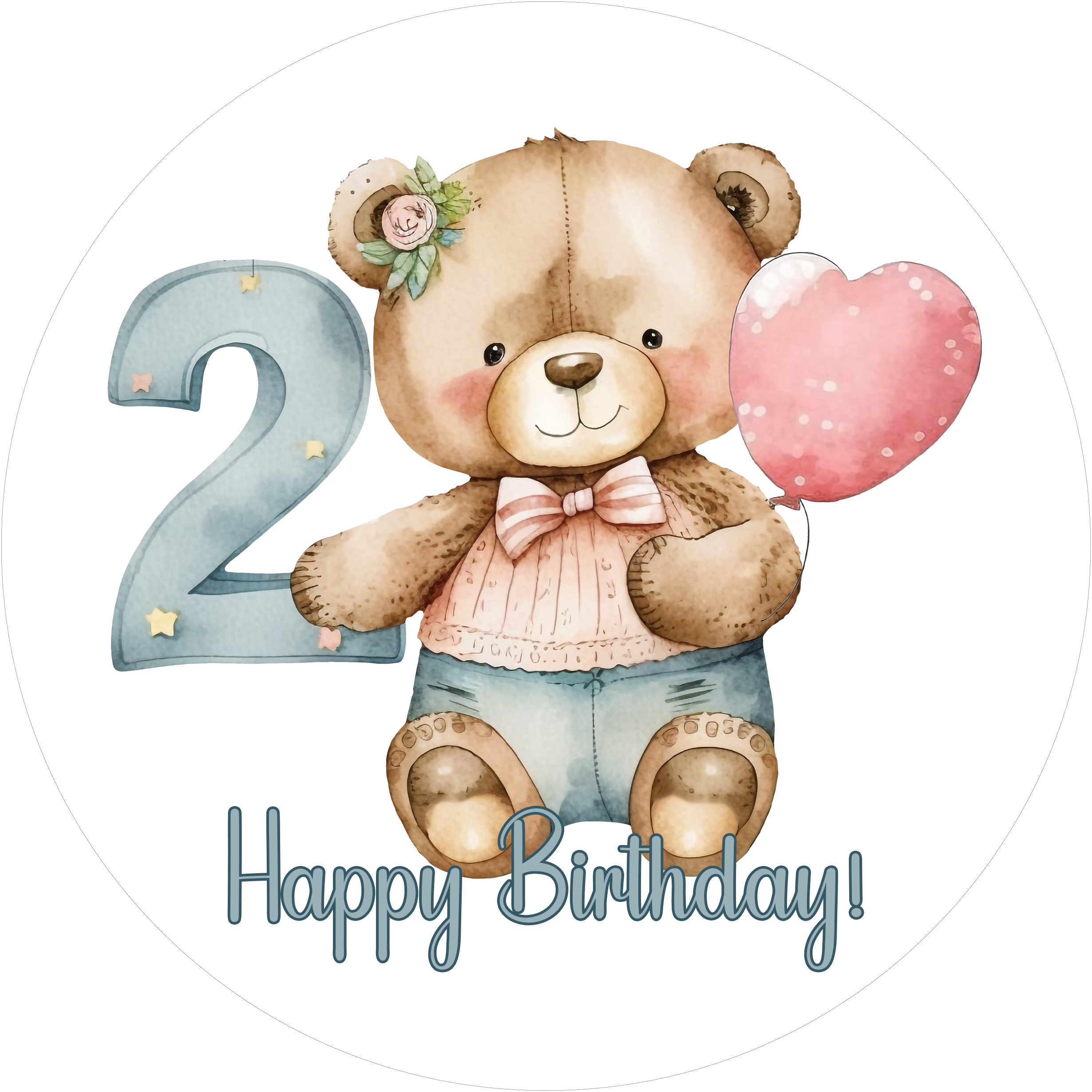 Bärchen Tortenaufleger mit Zahl 2 - personalisierbar - Fondant- Torten- & Cupcakeaufleger Sugar Sweet Kitchen