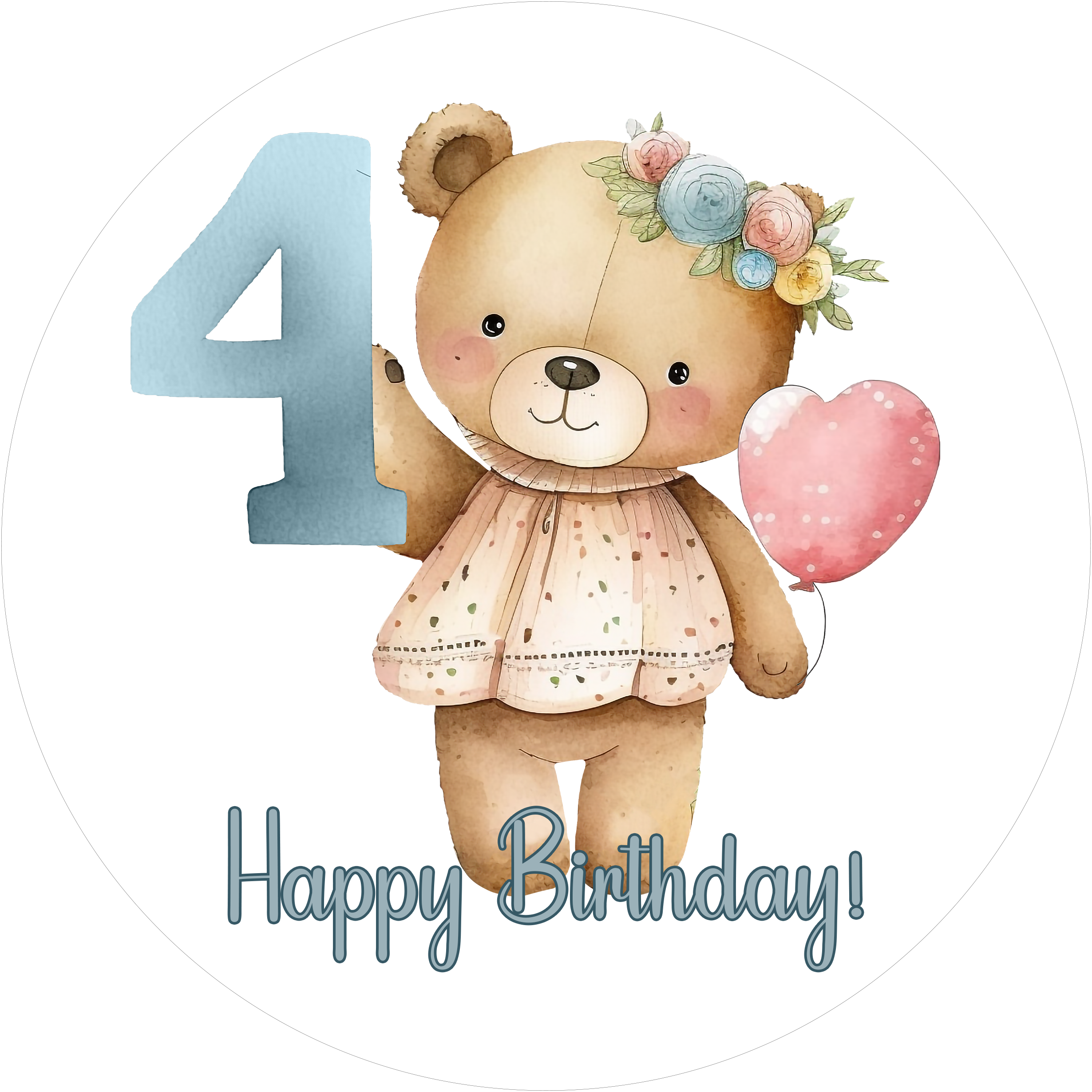 Bärchen Tortenaufleger mit Zahl 4 - personalisierbar - Fondant- Torten- & Cupcakeaufleger Sugar Sweet Kitchen