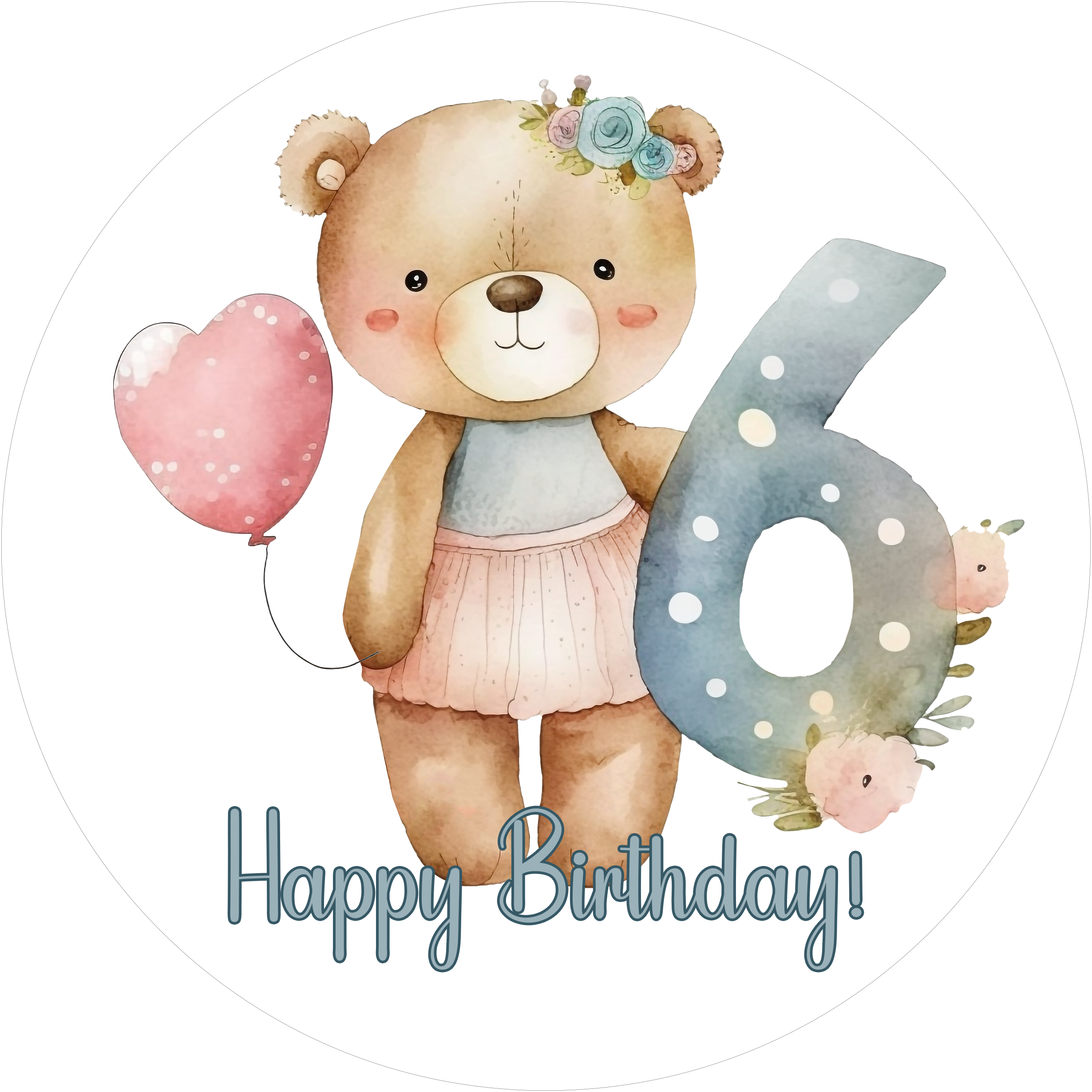 Bärchen Tortenaufleger mit Zahl 6 - personalisierbar - Fondant- Torten- & Cupcakeaufleger Sugar Sweet Kitchen