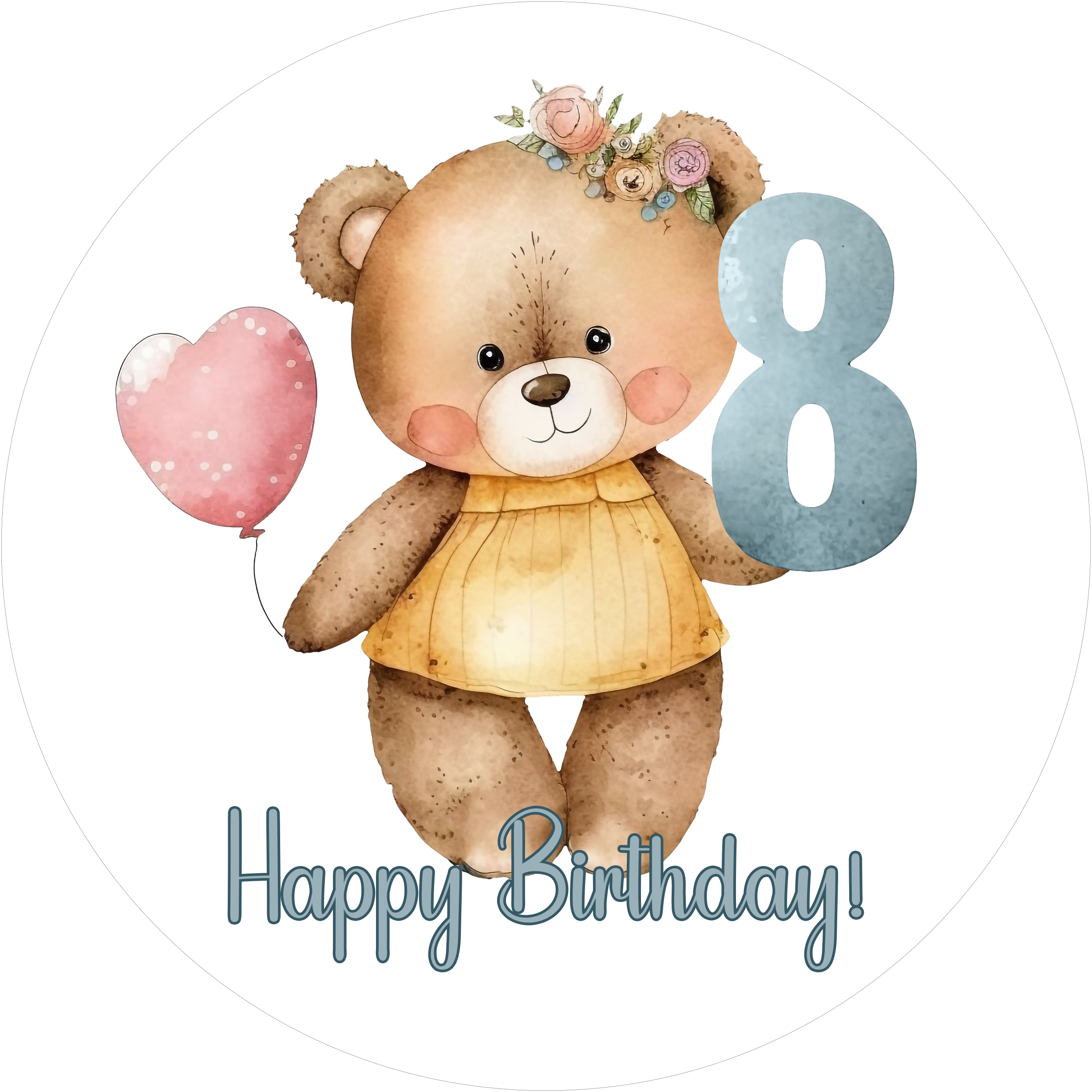 Bärchen Tortenaufleger mit Zahl 8 - personalisierbar - Fondant- Torten- & Cupcakeaufleger Sugar Sweet Kitchen