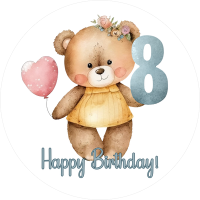 Bärchen Tortenaufleger mit Zahl 8 - personalisierbar