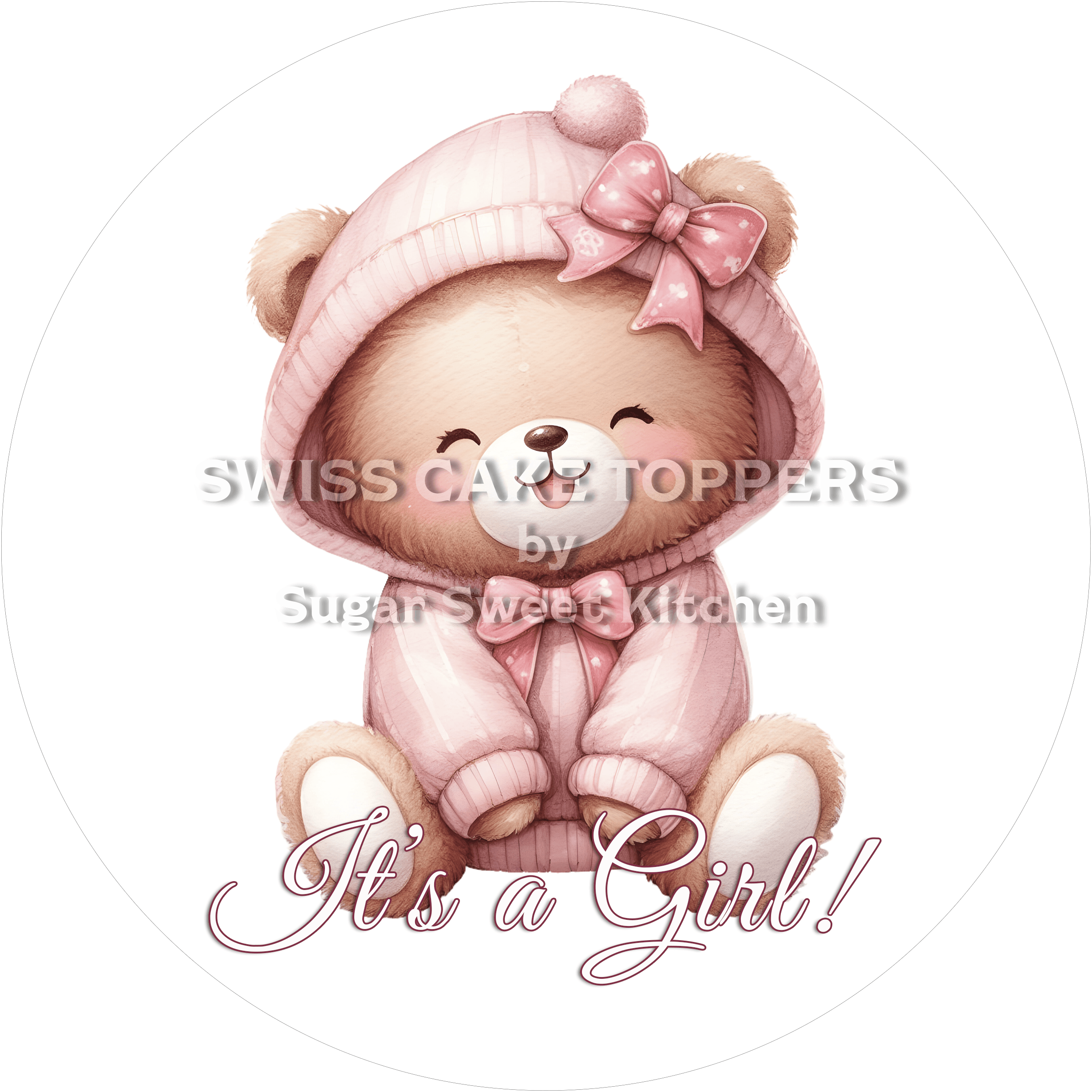 Bärchenhafter Tortenaufleger - It’s a Girl3 - personalisierbar - Fondant- Torten- & Cupcakeaufleger Sugar Sweet Kitchen
