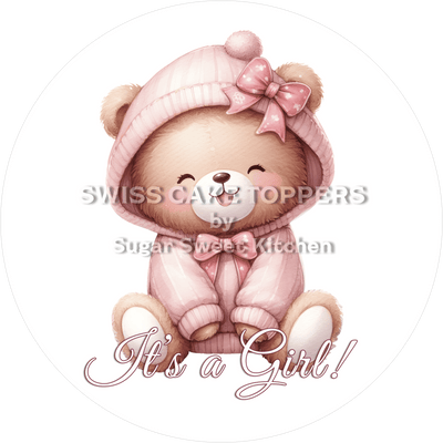 Bärchenhafter Tortenaufleger - It's a Girl3 - personalisierbar