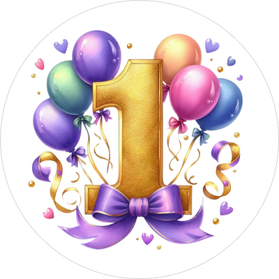 Ballon-Tortenaufleger mit Zahl 1 - personalisierbar