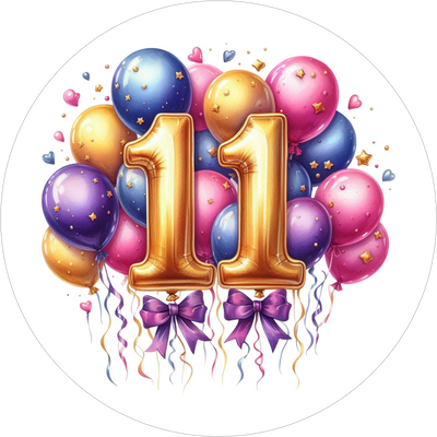 Ballon-Tortenaufleger mit Zahl 11 - personalisierbar