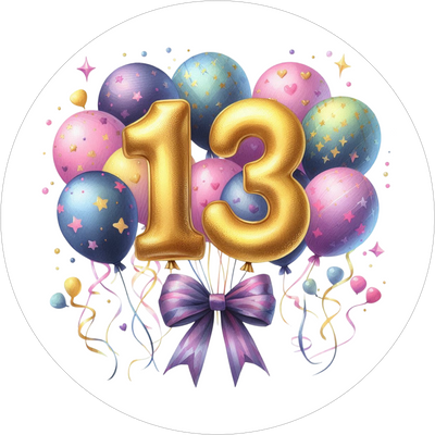 Ballon-Tortenaufleger mit Zahl 13 - personalisierbar