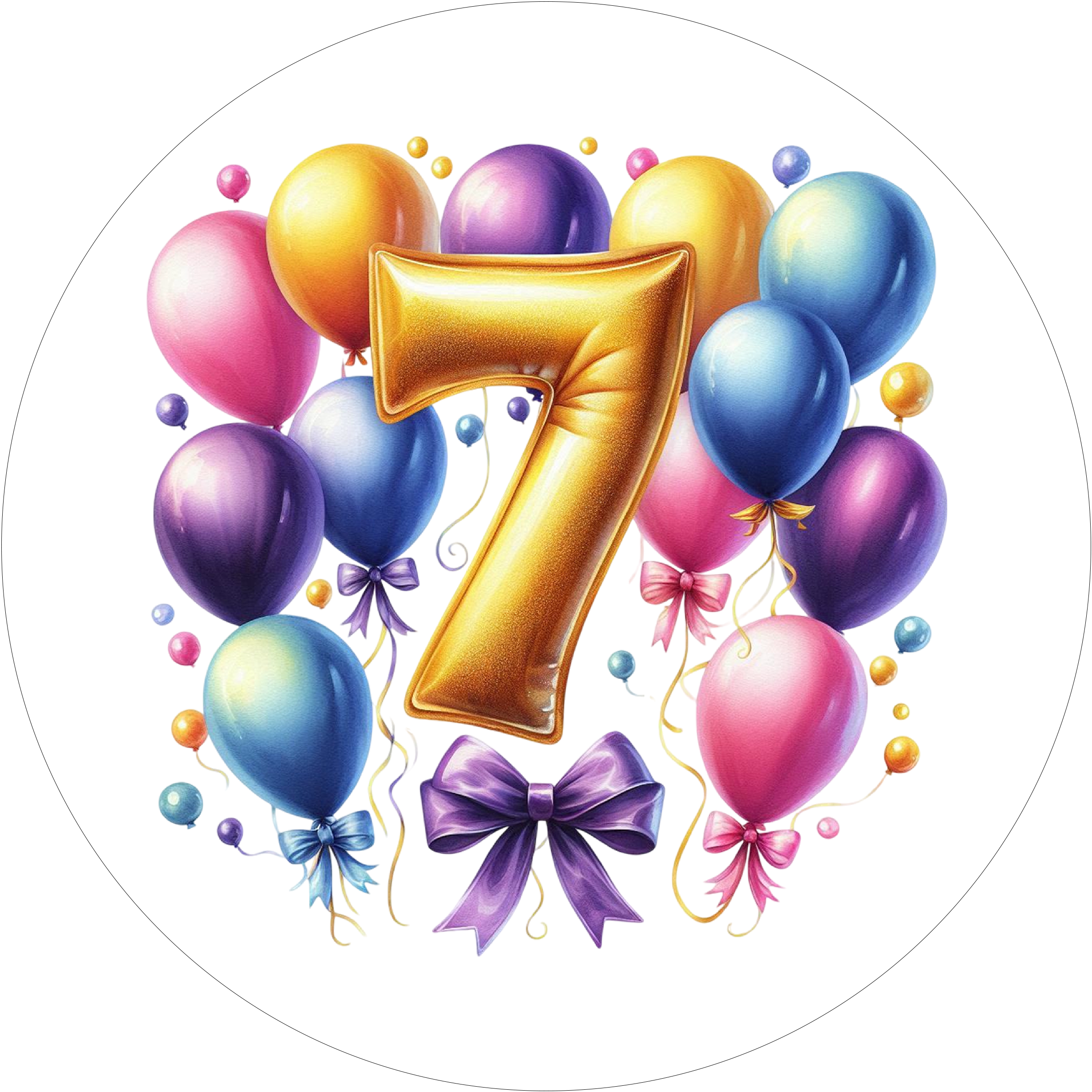 Ballon-Tortenaufleger mit Zahl 7 - personalisierbar - Fondant- Torten- & Cupcakeaufleger Sugar Sweet Kitchen