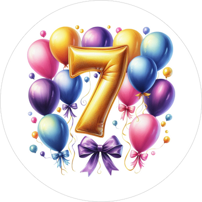 Ballon-Tortenaufleger mit Zahl 7 - personalisierbar