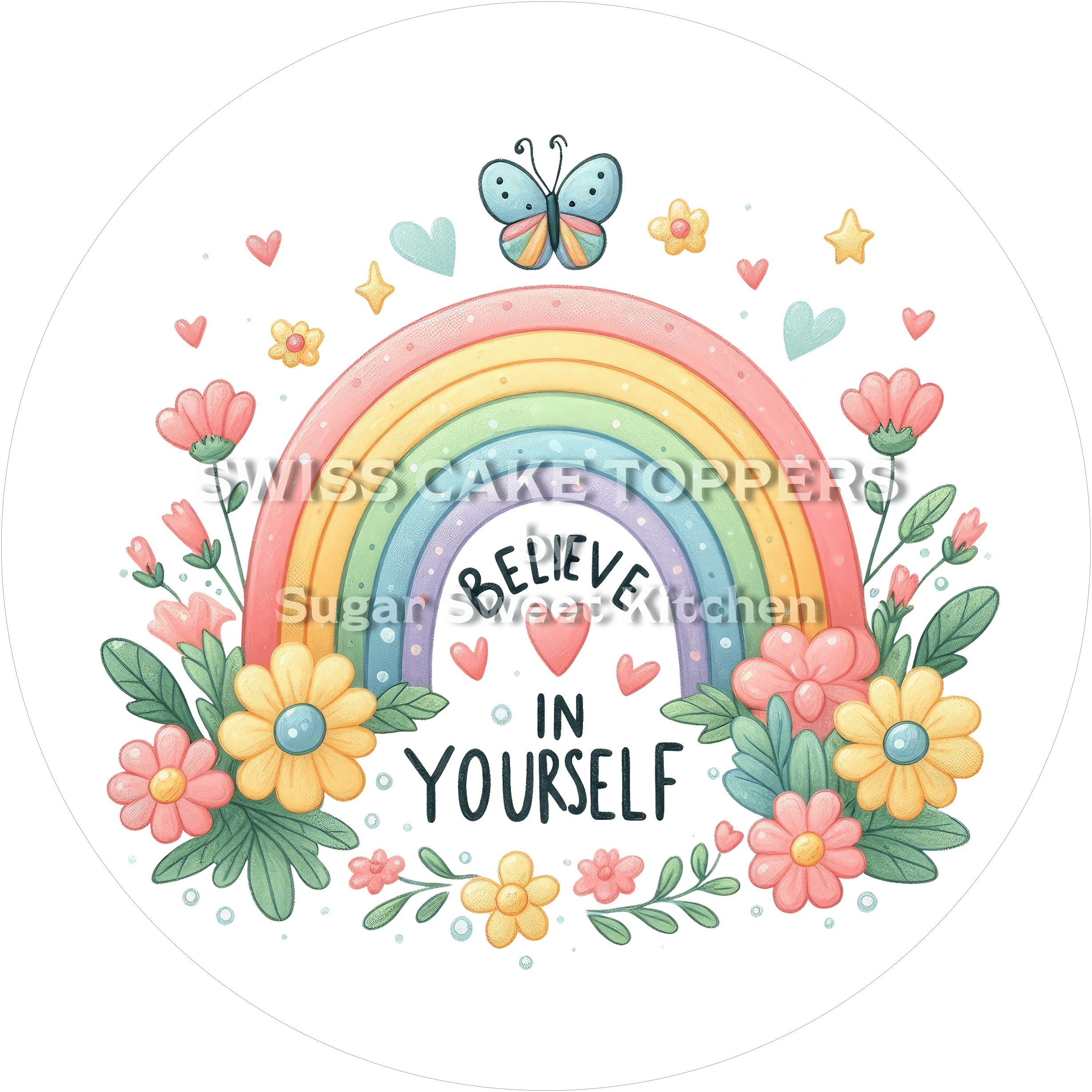 Believe-Tortenaufleger für süsse Botschaften3 - personalisierbar - Fondant- Torten- & Cupcakeaufleger Sugar Sweet