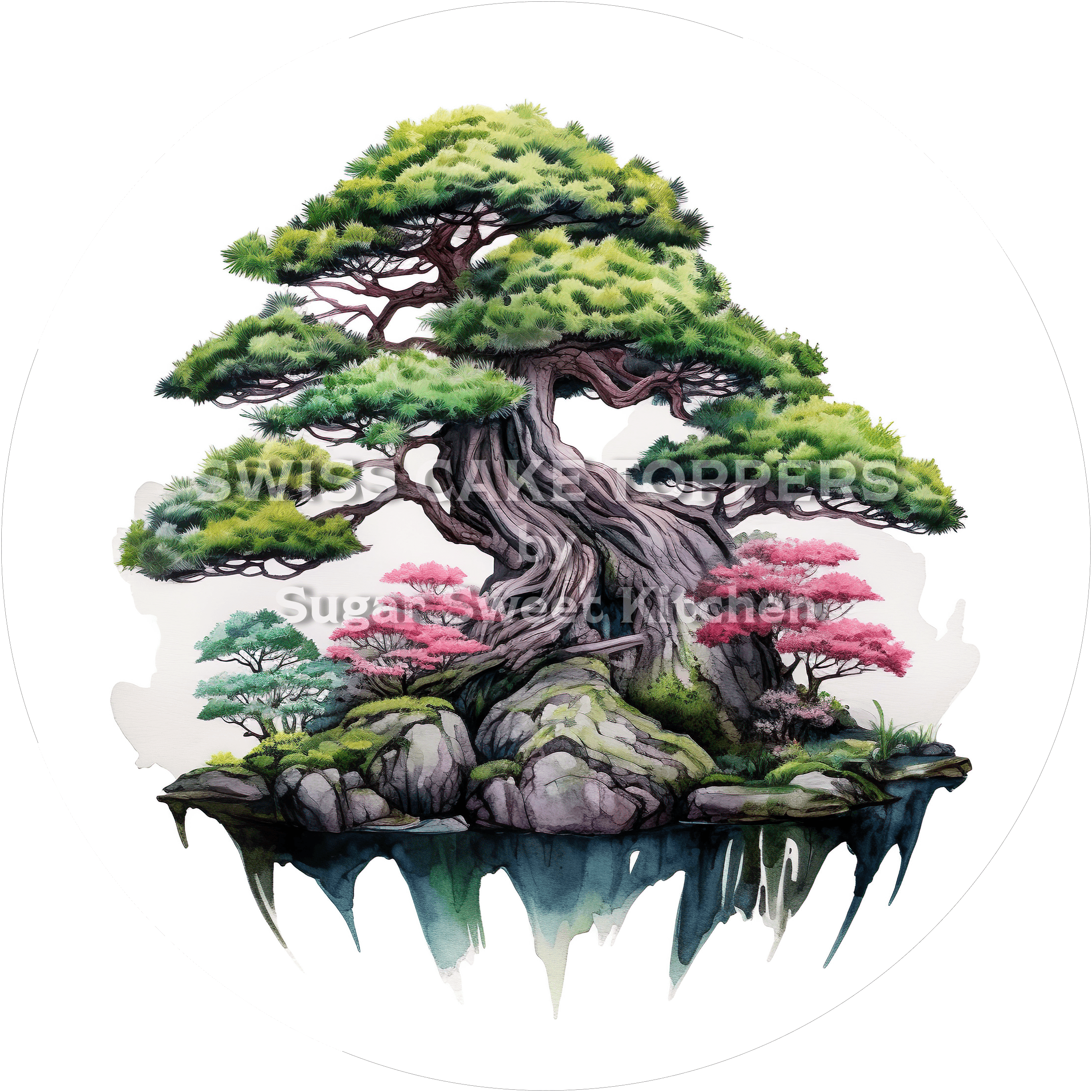 Besonderer Tortenaufleger mit Bäumen8 - personalisierbar - Fondant- Torten- & Cupcakeaufleger Sugar Sweet Kitchen