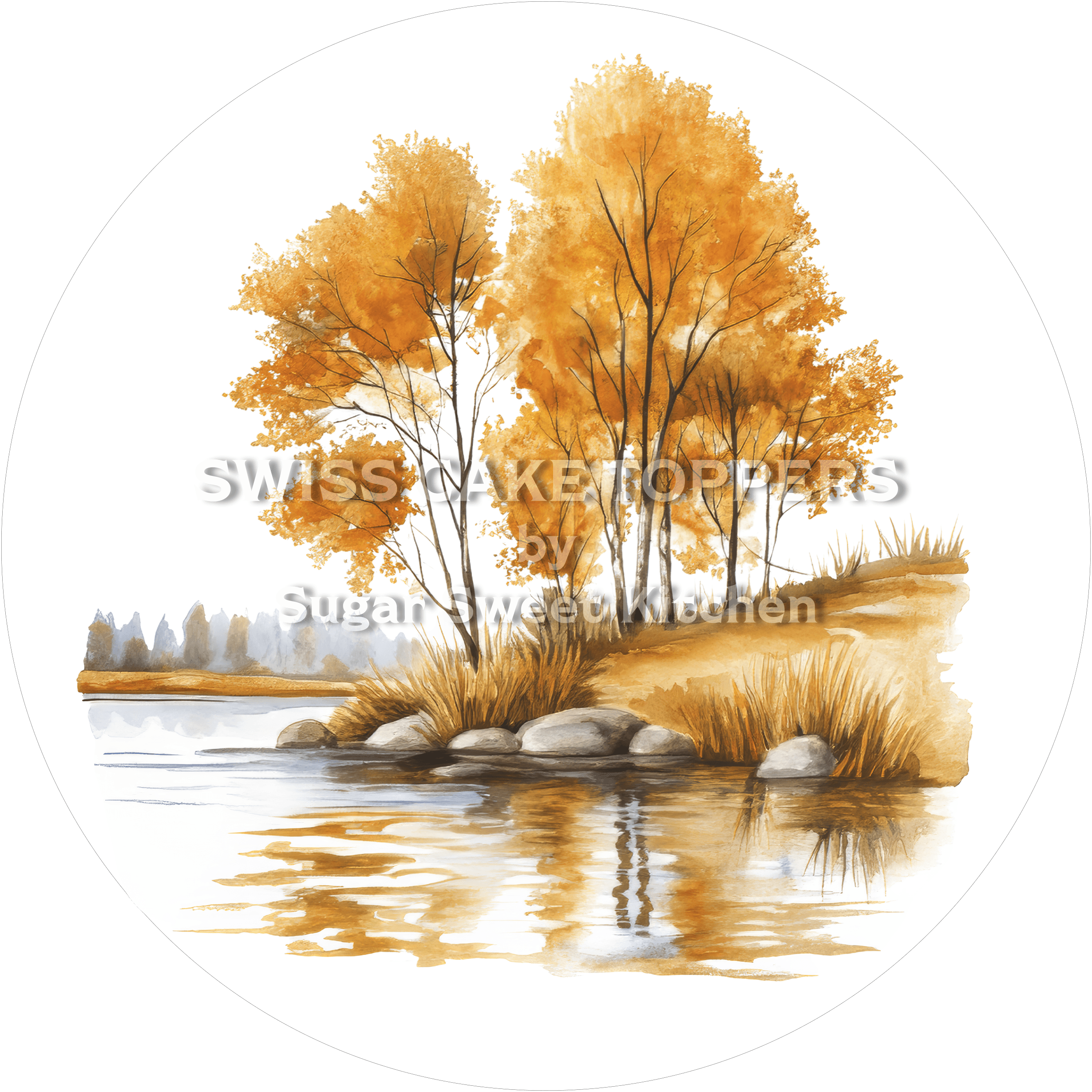 Besonderer Tortenaufleger mit Seen- & Flussmotiven13 - personalisierbar - Fondant- Torten- Cupcakeaufleger Sugar Sweet