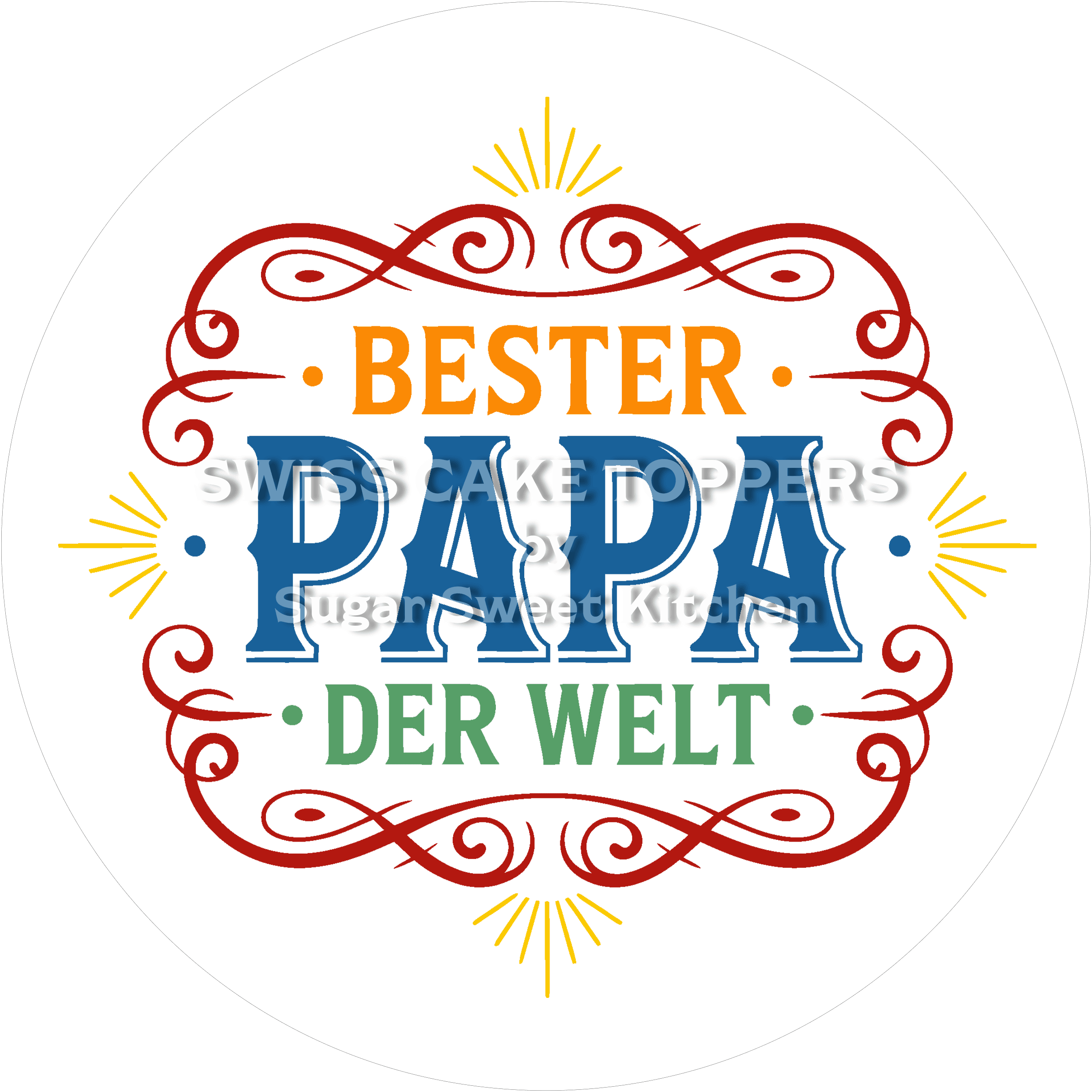 Bester Papa Tortenaufleger zum Vatertag10 - personalisierbar - Fondant- Torten- & Cupcakeaufleger Sugar Sweet Kitchen