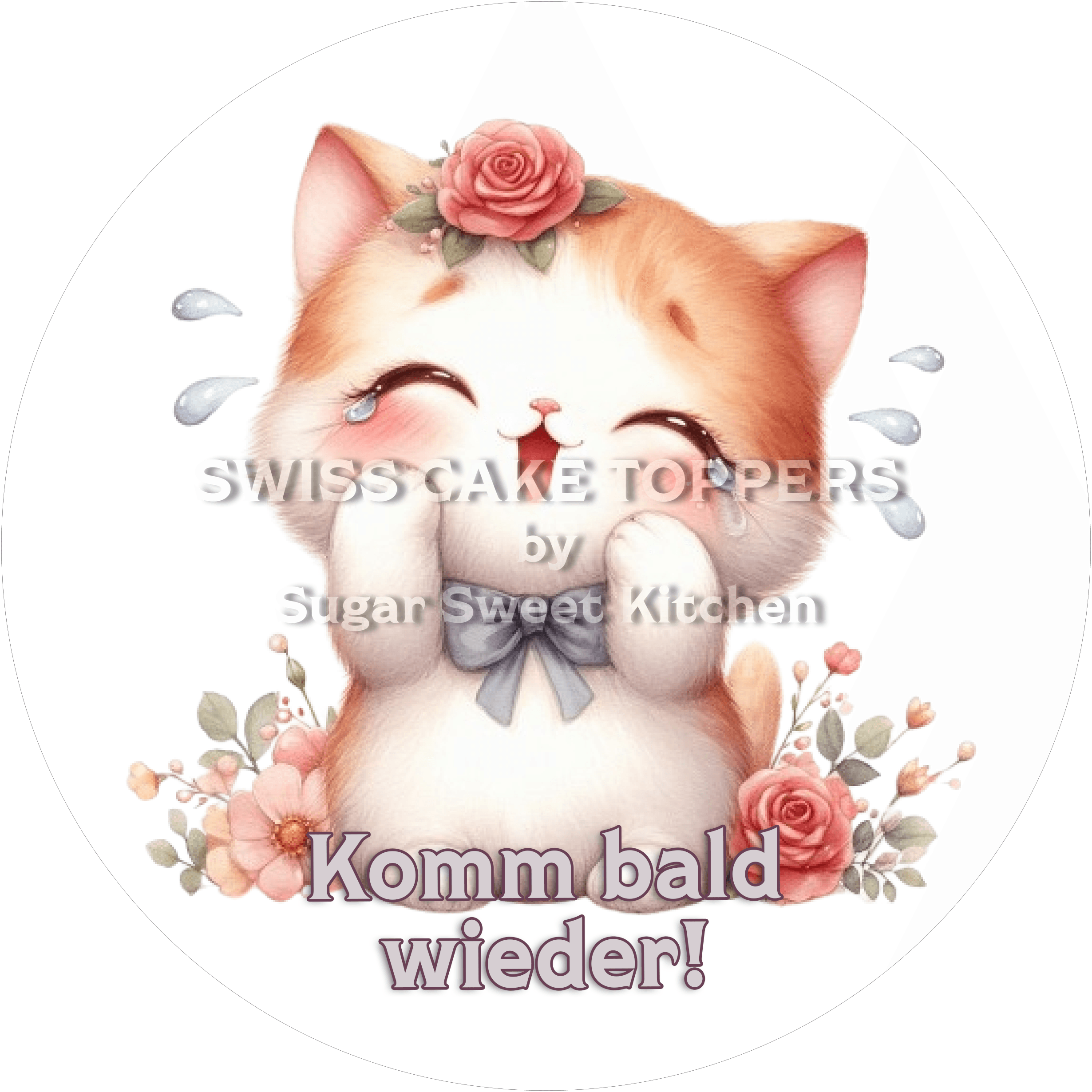 Bezaubernder Abschieds-Tortenaufleger - Bye6 - personalisierbar - Fondant- Torten- & Cupcakeaufleger Sugar Sweet Kitchen