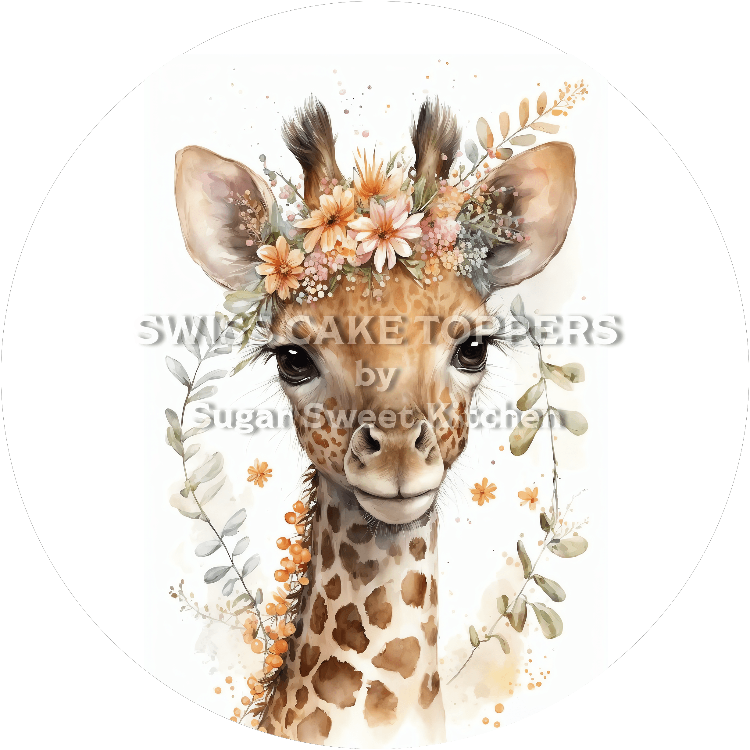 Bezaubernder Giraffen-Tortenaufleger2 - personalisierbar - Fondant- Torten- & Cupcakeaufleger Sugar Sweet Kitchen