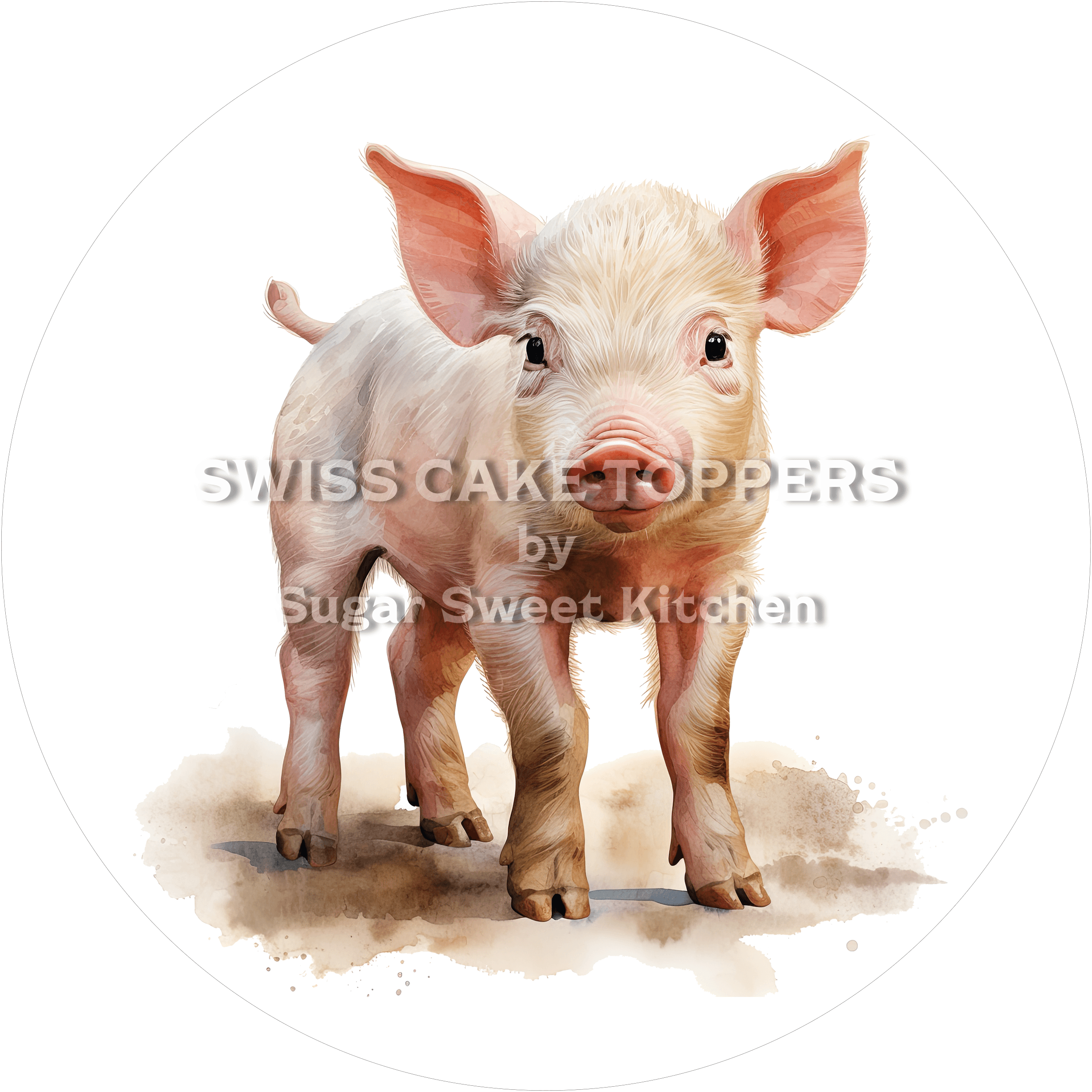 Bezaubernder Schweinchen-Tortenaufleger1 - personalisierbar - Fondant- Torten- & Cupcakeaufleger Sugar Sweet Kitchen