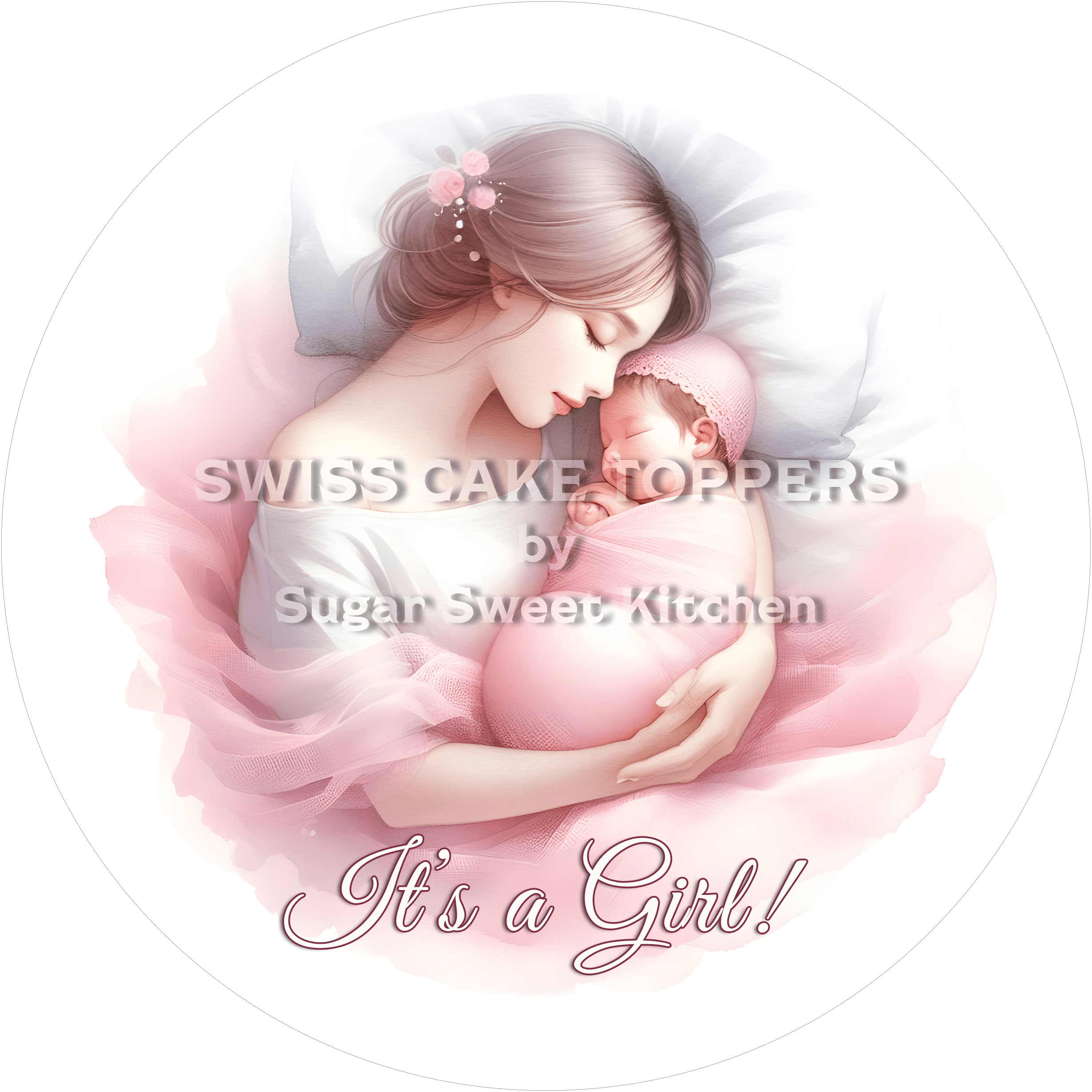 Bezaubernder Tortenaufleger - It’s a Girl - personalisierbar - Fondant- Torten- & Cupcakeaufleger Sugar Sweet Kitchen