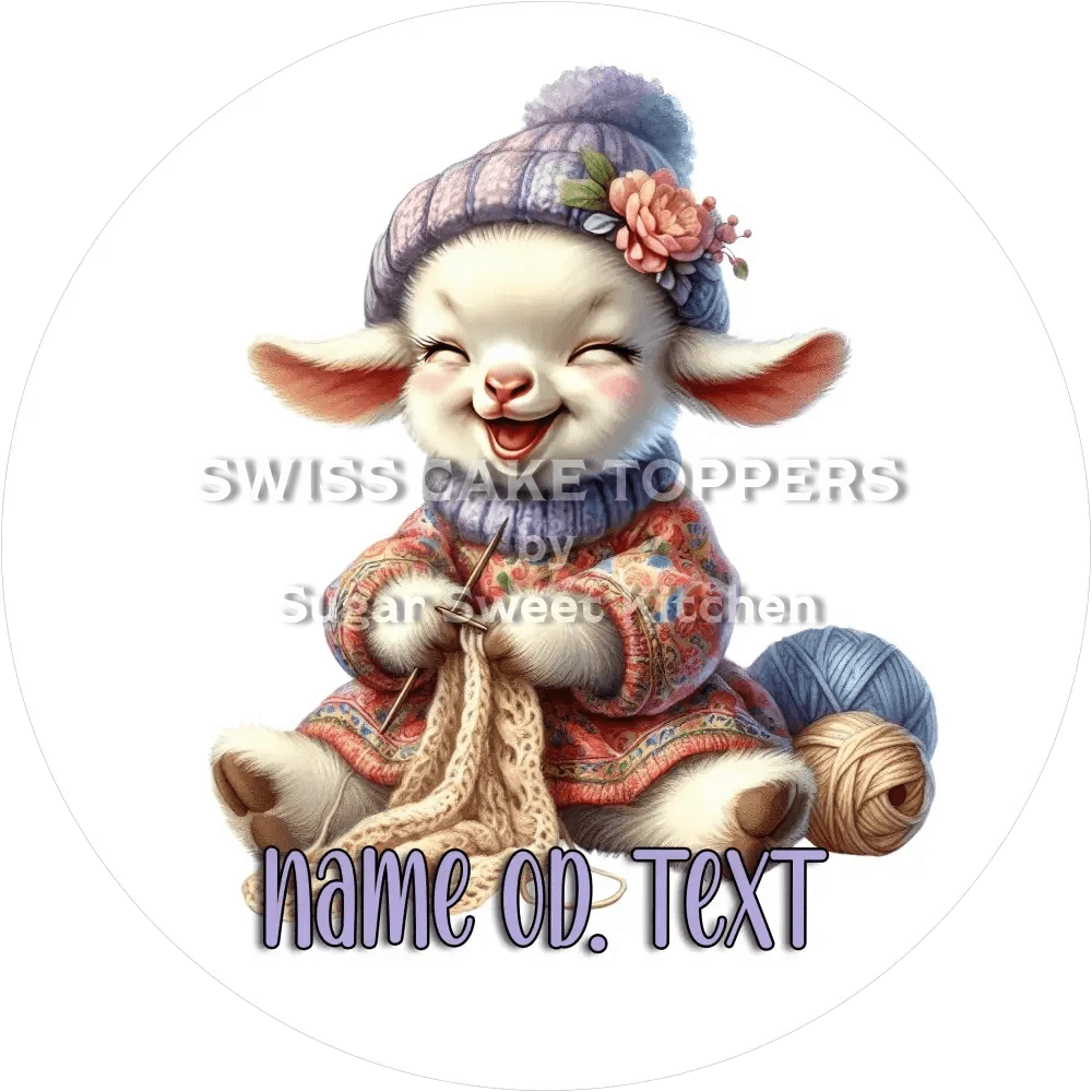 Bezaubernder Tortenaufleger Stricken4 mit Namen od. Text - Fondant- Torten- & Cupcakeaufleger Sugar Sweet Kitchen