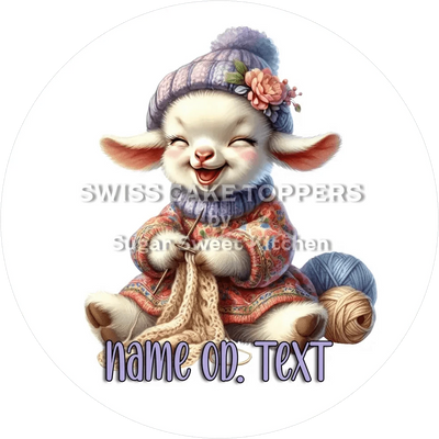 Bezaubernder Tortenaufleger Stricken4 mit Namen od. Text