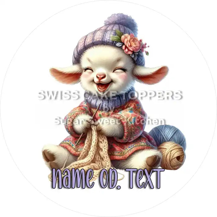Bezaubernder Tortenaufleger Stricken4 mit Namen od. Text - Fondant- Torten- & Cupcakeaufleger Sugar Sweet Kitchen