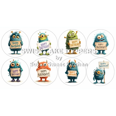 Birthday Monster-Cupcakes- & Dessertaufleger1 - personalisierbar