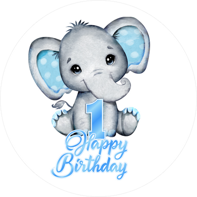 Blue Elefants-Tortenaufleger mit Zahl 1 - personalisierbar