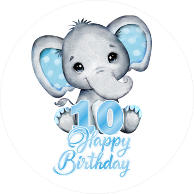 Blue Elefants-Tortenaufleger mit Zahl 10 - personalisierbar