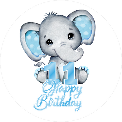 Blue Elefants-Tortenaufleger mit Zahl 11 - personalisierbar