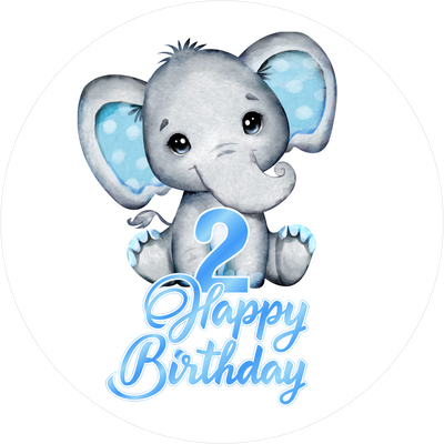 Blue Elefants-Tortenaufleger mit Zahl 2 - personalisierbar