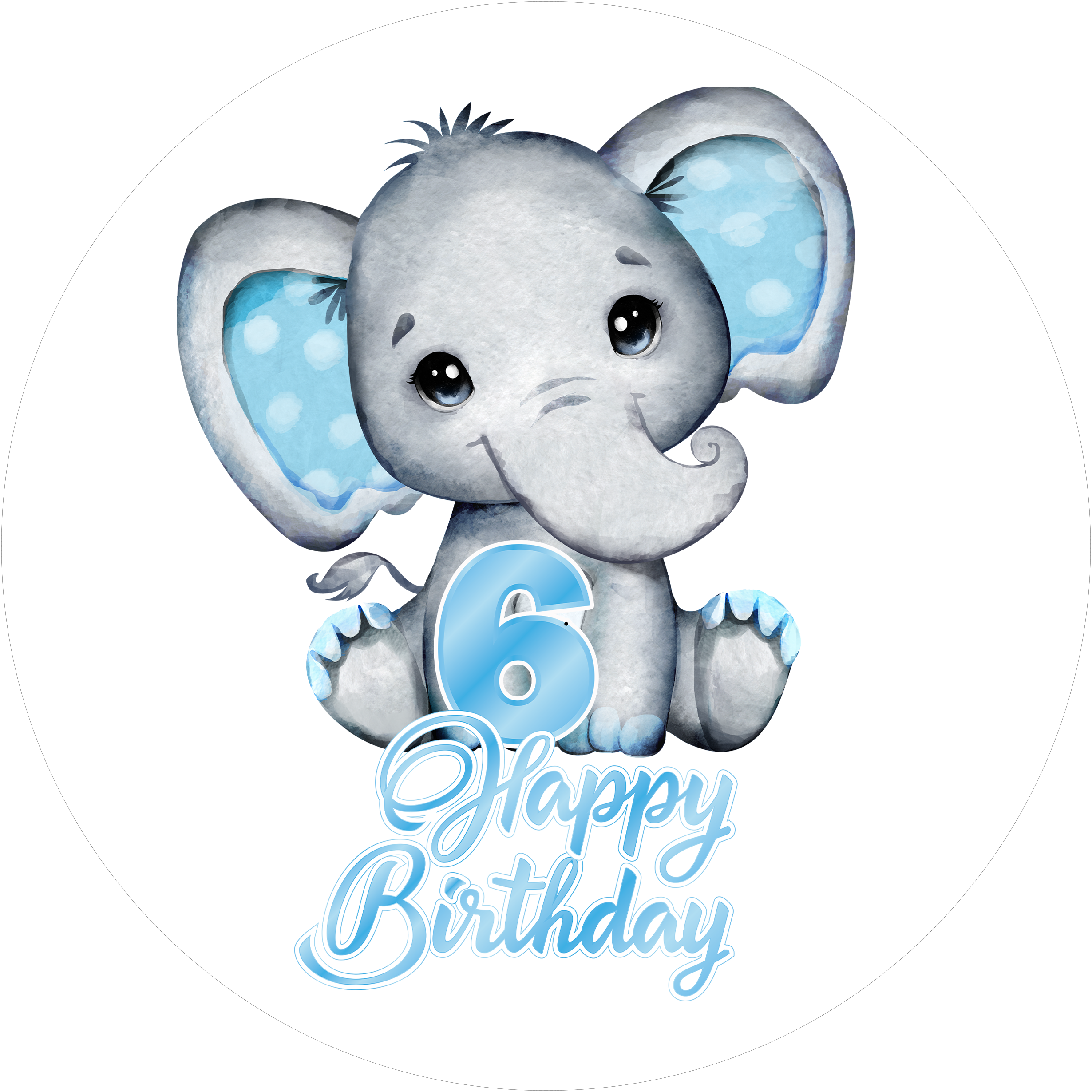 Blue Elefants-Tortenaufleger mit Zahl 6 - personalisierbar - Fondant- Torten- & Cupcakeaufleger Sugar Sweet Kitchen