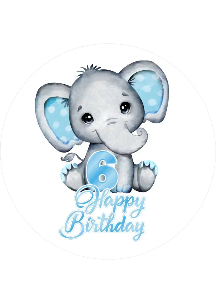 Blue Elefants-Tortenaufleger mit Zahl 6 - personalisierbar - Fondant- Torten- & Cupcakeaufleger Sugar Sweet Kitchen