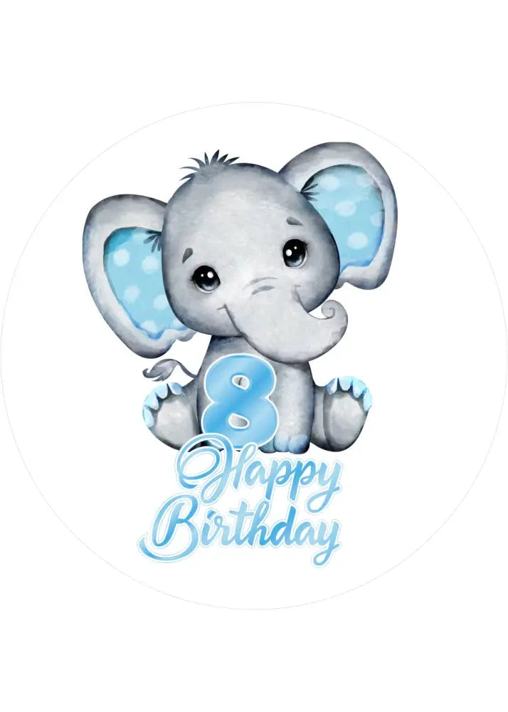 Blue Elefants-Tortenaufleger mit Zahl 8 - personalisierbar - Fondant- Torten- & Cupcakeaufleger Sugar Sweet Kitchen