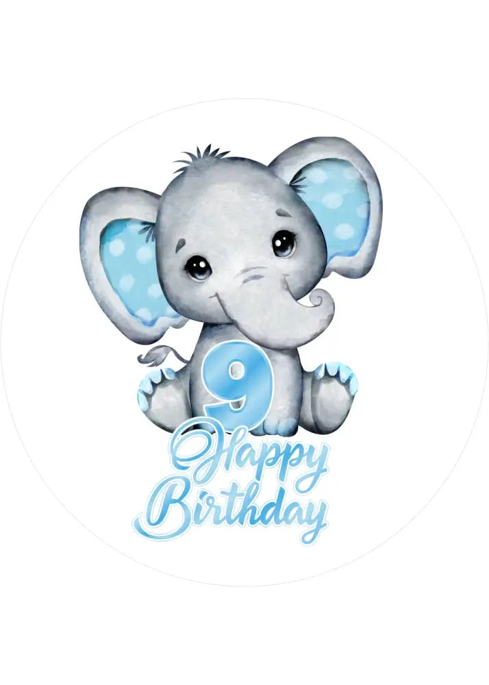 Blue Elefants-Tortenaufleger mit Zahl 9 - personalisierbar - Fondant- Torten- & Cupcakeaufleger Sugar Sweet Kitchen