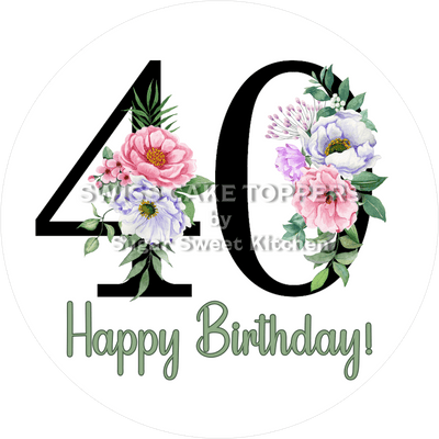 Blumen- Tortenaufleger mit Zahlen - personalisiert