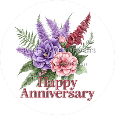 Blumen- Tortenaufleger zum Hochzeitstag - personalisierbar