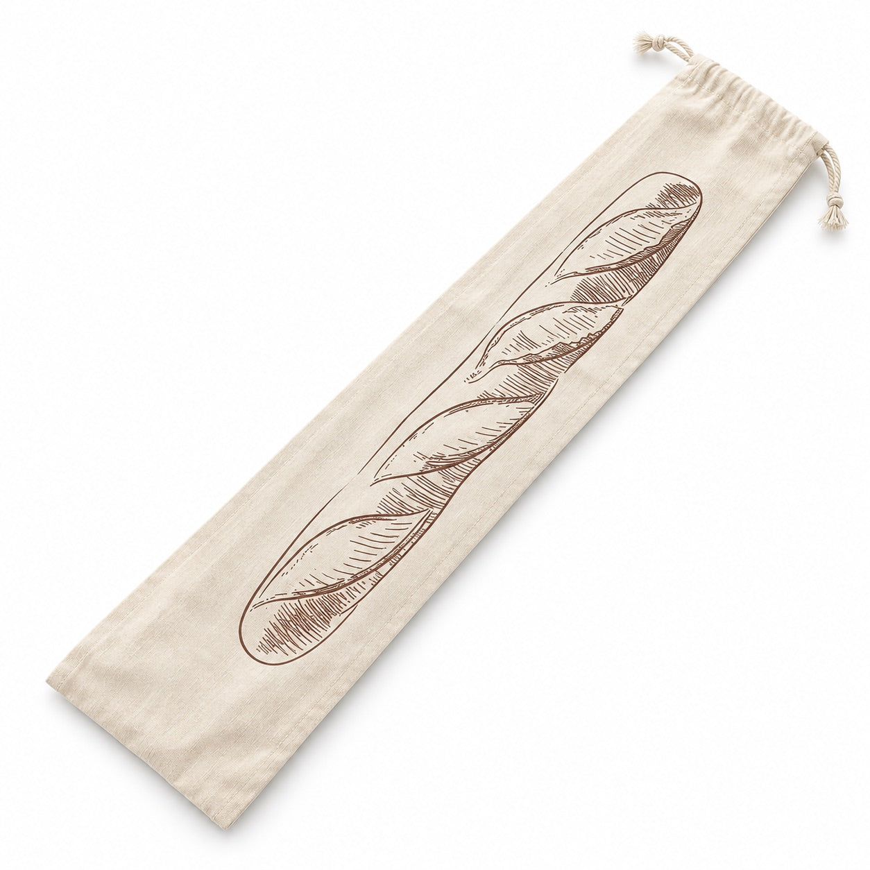 Brotbeutel für Baguette aus Leinen mit Kordelzug - 16x64cm - Backzubehör Sugar Sweet Kitchen
