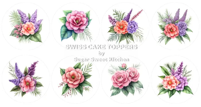 Bunte Blumen-Cupcakes- & Dessertaufleger4 - Fondant- Torten- Cupcakeaufleger Sugar Sweet Kitchen