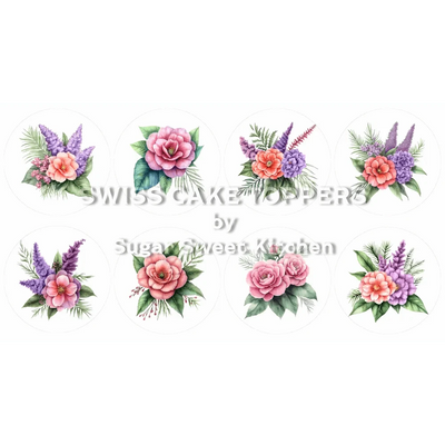 Bunte Blumen-Cupcakes- & Dessertaufleger4 - personalisierbar